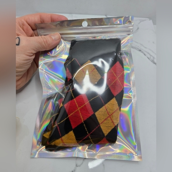 Bohemian | Argyle orange black maximalist print preppy tube socks - Picture 7 of 7